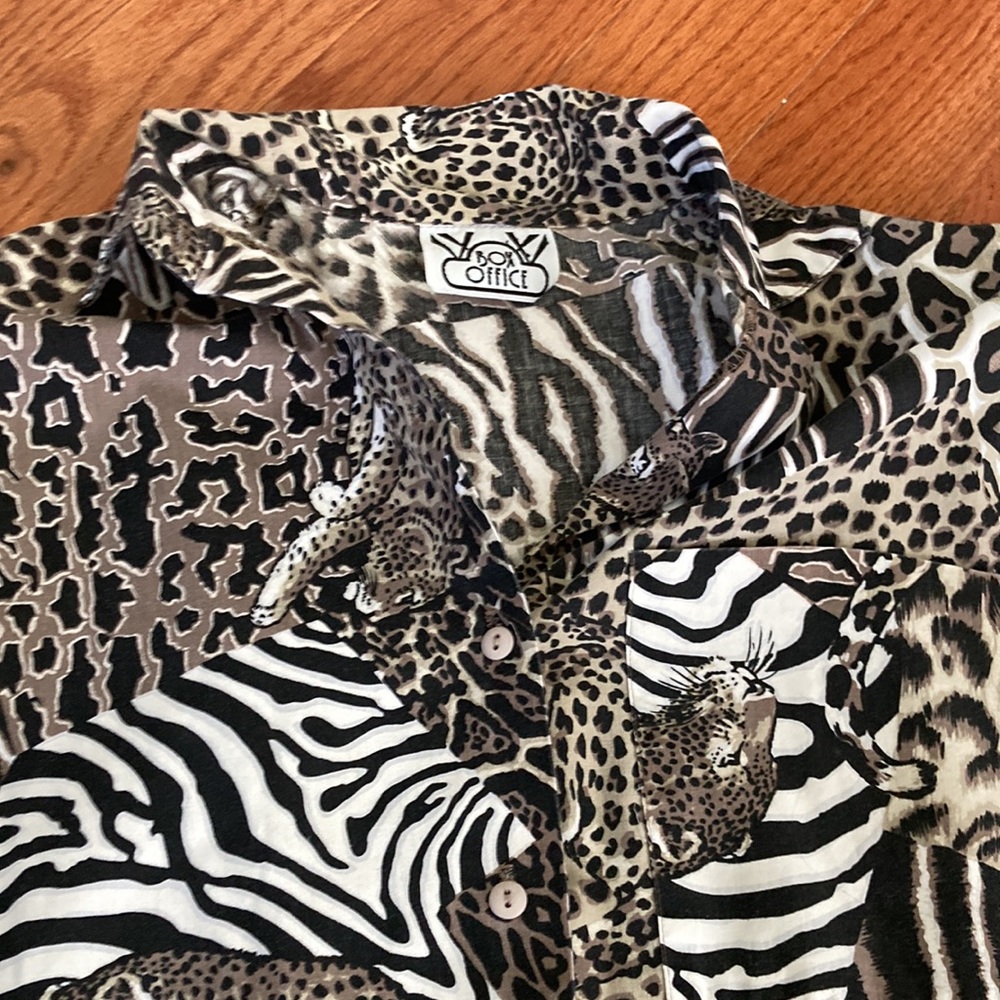 Leopard Zebra Cheetah Animal Print Button Down Co… - image 4